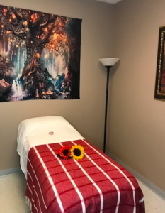 a bed with flowers on it